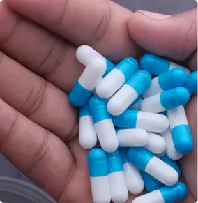blue white capsules